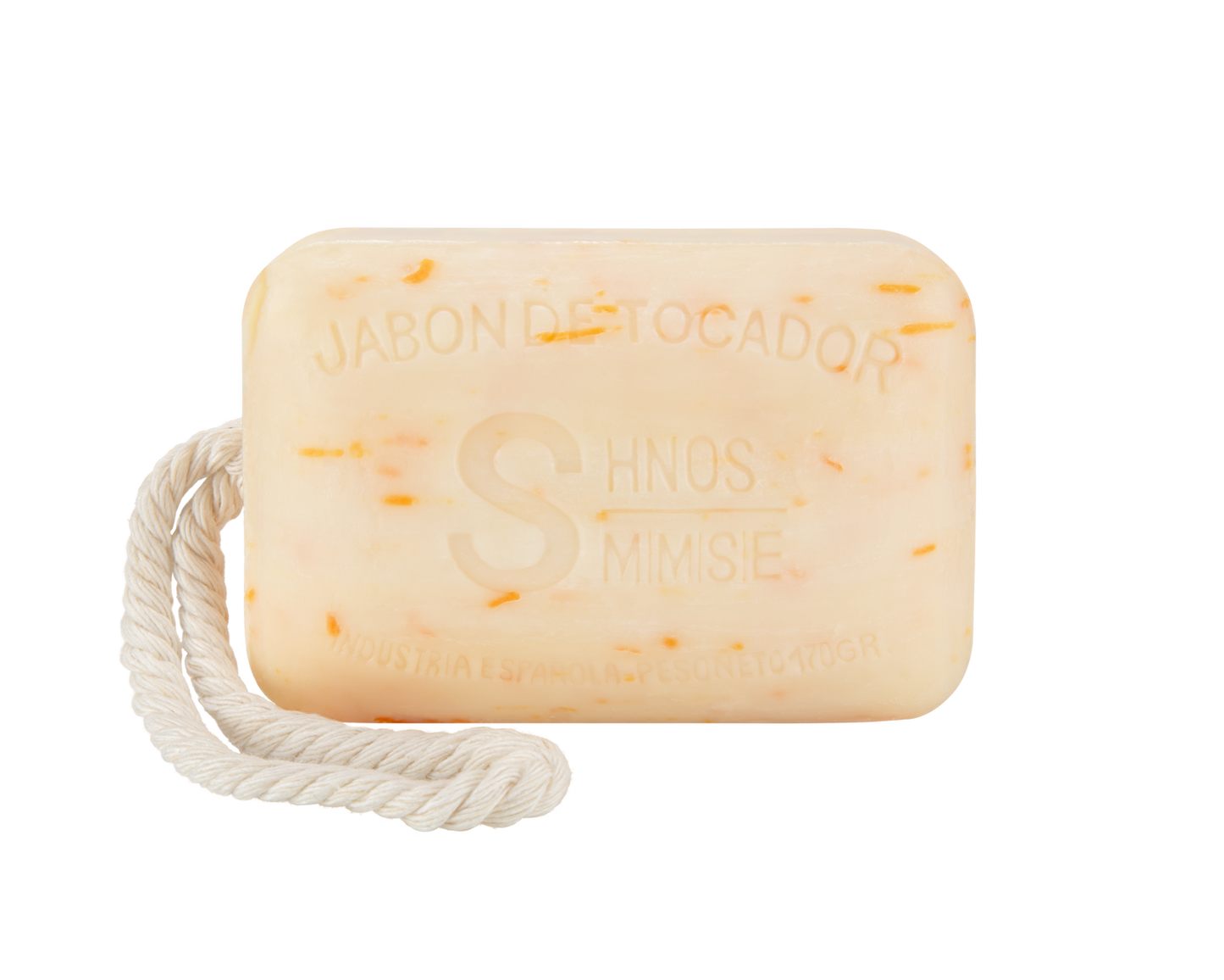 Jabón artesanal de azahar 170 g con notas florales, ligeramente dulces, cítricas y cordón para colgar de la ducha, elaborado por Sabater Hnos.
