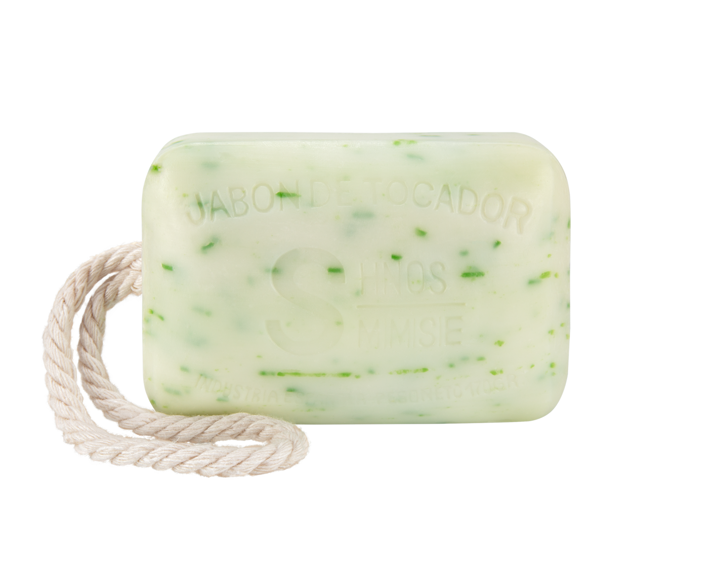 Jabón natural de hierba fresca 170 g con fragancia evocadora, verde y cordón para colgar de la ducha, hecho a mano por Sabater Hnos.