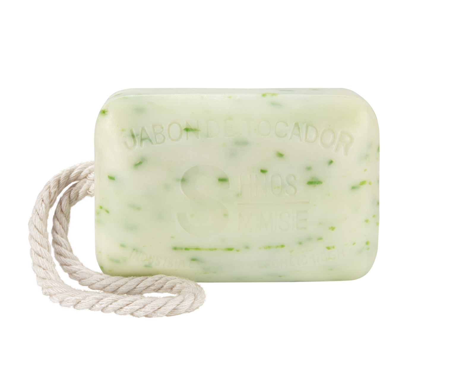 Jabón natural de hierba fresca 170 g con fragancia evocadora, verde y cordón para colgar de la ducha, hecho a mano por Sabater Hnos.