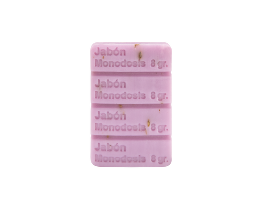 Jabón artesanal de lavanda monodosis 32g, relajante y práctico, ideal para viajes o detalles especiales – Sabater Hnos.