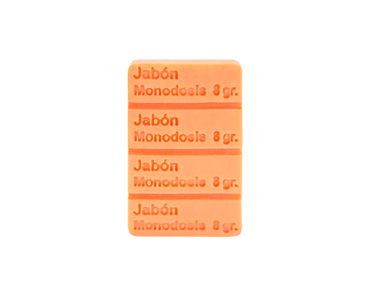 Jabón artesanal de mandarina monodosis 32g, aroma cítrico, formato ideal para viajes o regalos – Sabater Hnos.